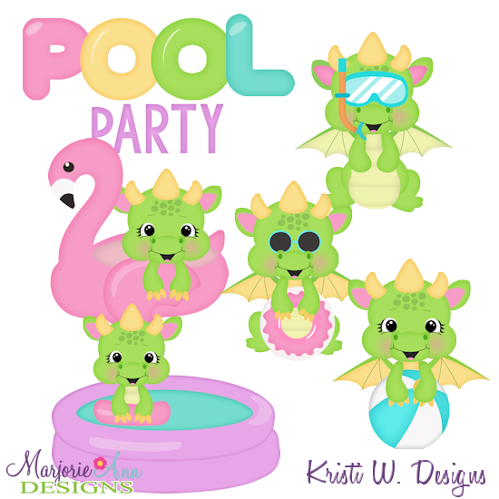 Dragon Pool Party SVG Cutting Files Includes Clipart - Click Image to Close